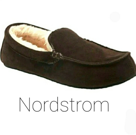 Nordstrom Other - 🆕️Leather Suede Sherpa Moccasin Nordstrom ugg-style Slipper Brown Men's 11